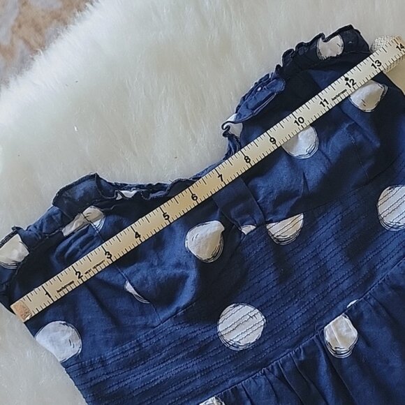 HOLLISTER Blue White Polka-Dot Strapless Ruffle Mini Boho Preppy Summer Dress M - Picture 6 of 8